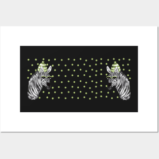 Zebra With Green Polkadots Posters and Art